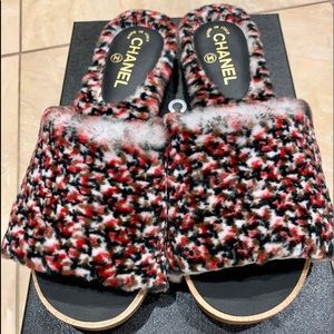 Chanel fur mules